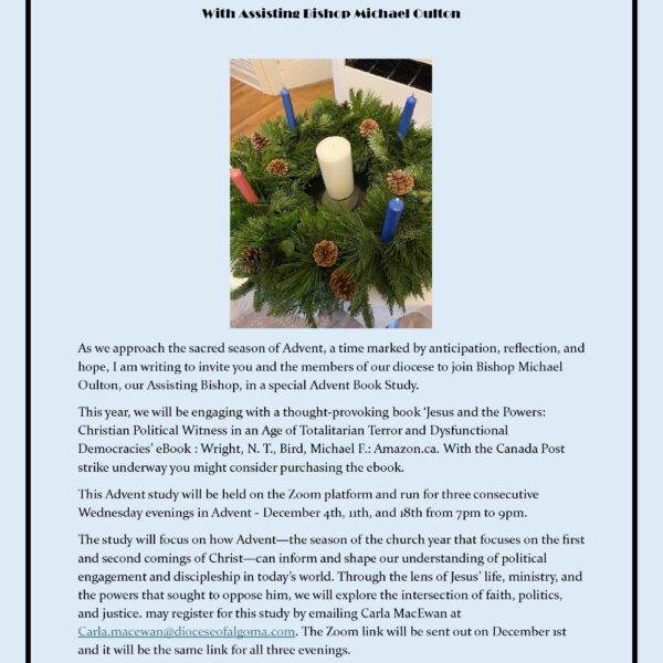 Invitation to an Advent Book study : All welcome!