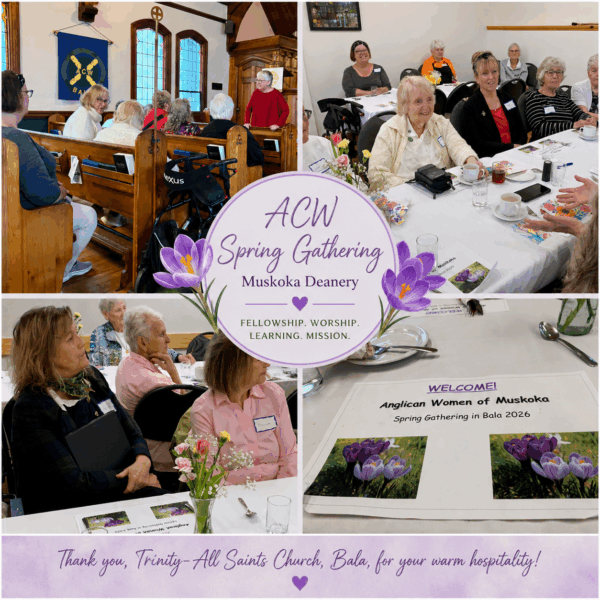 Participants at the Muskoka Deanery Anglican Church Women Spring Gathering at Trinity-All Saints Church in Bala share fellowship, worship, and conversation during the 2026 event.